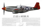 "P-51 Tuskegee Airman Lt. Lee A. Archer" - Ernie Boyette - World War II Art